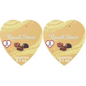 image:imageRUSSELL STOVER Valentines Day Gold Foil Heart Assorted Milk amp Dark Chocolate Candy Gift Box 51 oz51 Pack of 2