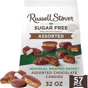 image:imageRUSSELL STOVER Sugar Free Assorted Chocolate Candy 32 oz bag  ZERO SUGAR STEVIA EXTRACT DESSERT SNACKING ASSORTED CHOCOLATE ASSORTED FLAVORS