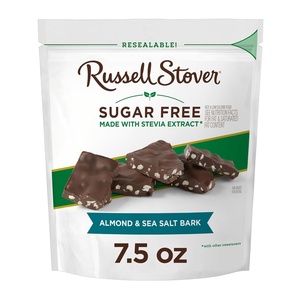 image:imageRUSSELL STOVER Sugar Free Dark Chocolate Almond amp Sea Salt Bark 75 oz bag  24 piecesAlmond Bark
