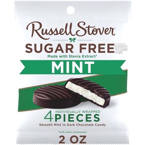 image:imageRUSSELL STOVER Sugar Free Dark Chocolate Mint Patties Candy 2 oz bag Pack of 10Mint