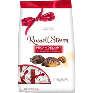 image:imageRussell Stover Pecan Delight Gusset Bag 1610 Ounce Russel Stover Milk Chocolate Covered Candy Pack Crunchy Pecans and Buttery Caramel Covered In Sweet Milk Chocolate Candy Individually Wrapped161 Ounce Pack of 1
